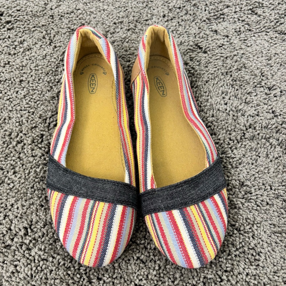 Keen Cortana Multicolor Striped Canvas Slip On Flats 7